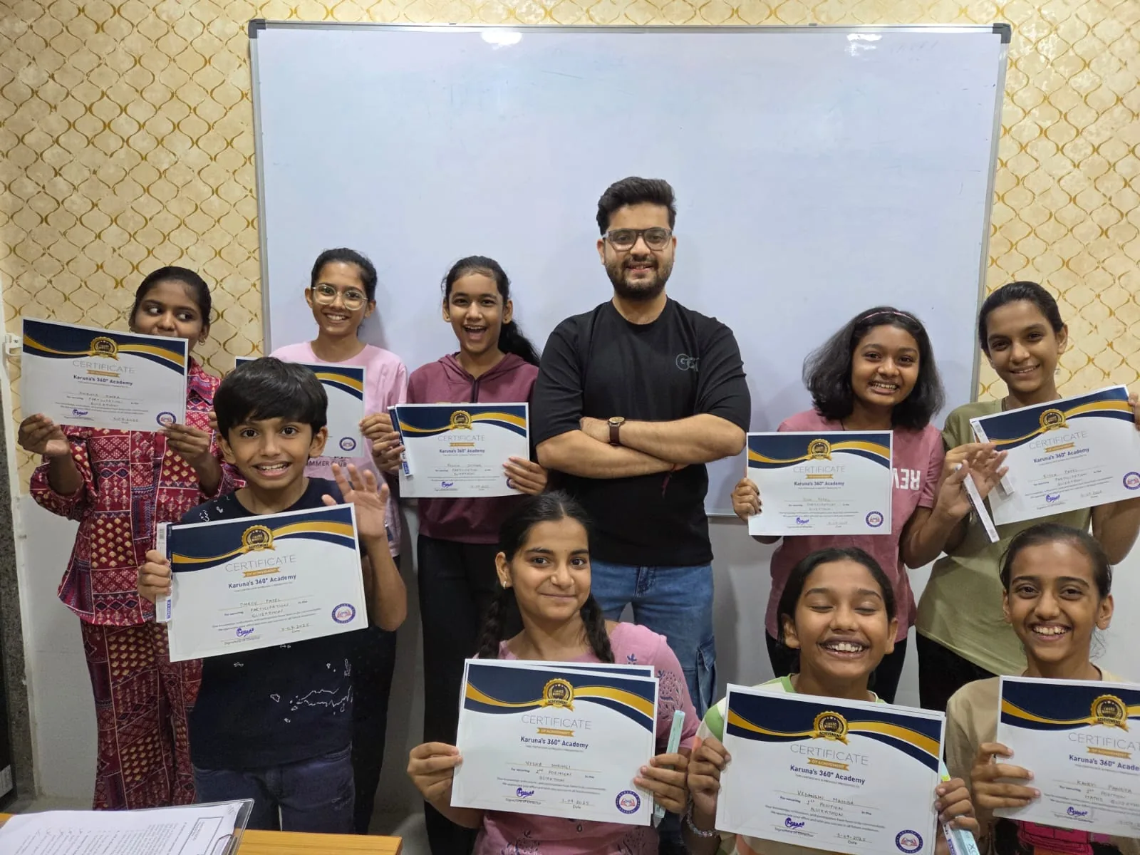 Quizathon winners celebrating academic excellence and awards